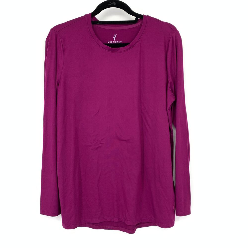 Skechers Crew Neck Long Sleeve T-Shirt Womens Size Medium Fuschia Purple